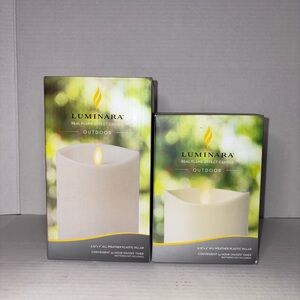 Luminara Real-Flame Effect Outdoor Unscented All Weather Candle  Set of 2 NEW